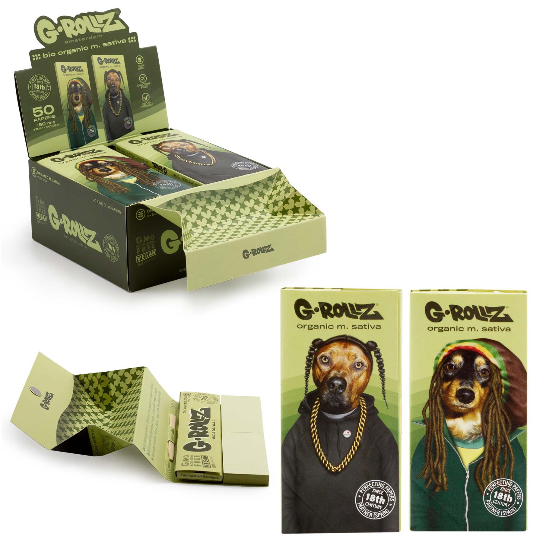 G-ROLLZ | 'Reggae Rap' - Medicago Sativa Extra Thin - KS Papers + Tips & Tray