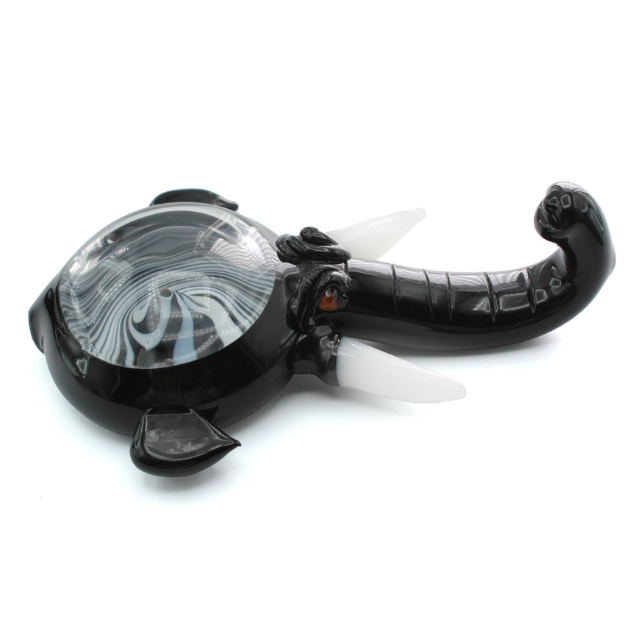 Glass Hand Pipe 5" Elephant Head Design W/ A See Through View Of Swirls