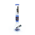 Kandy Glass Water Pipe 16" Beaker Base W/Stripe On Neck, Flamed Design On Stripe And Colored Downstem