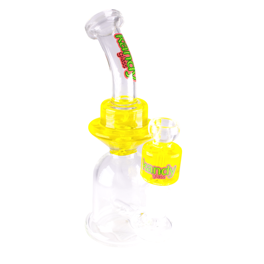 Kandy Water Pipe 8" Bent Neck Bell Base W/Glycerin Inside It & Glycerin Bowl
