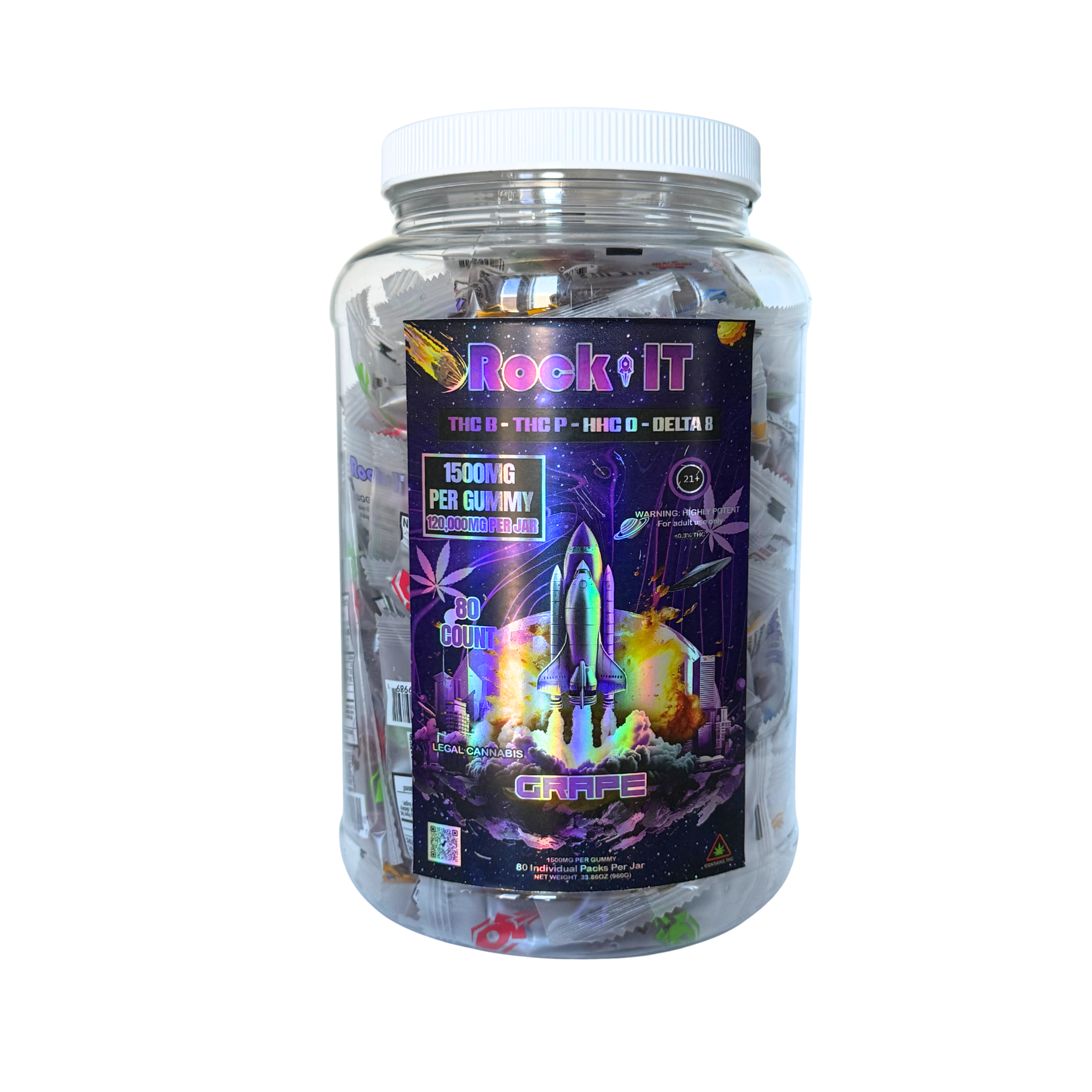 Rock It THC Gummies - 1500mg D8, THC-B, THC-P & HHC-O Infused