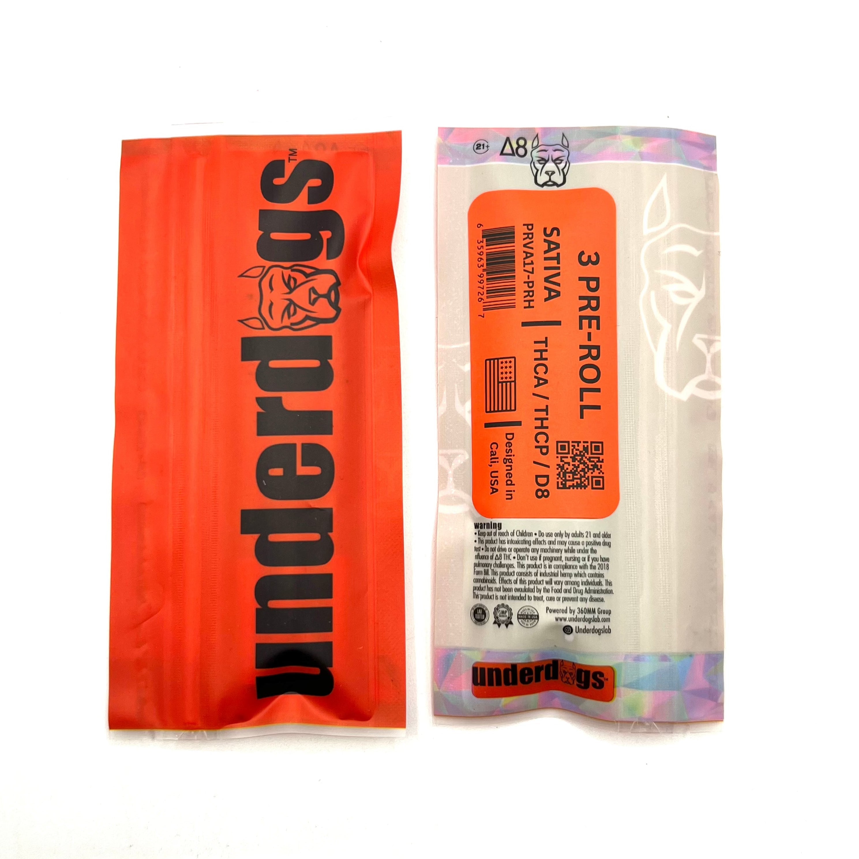 Underdogs THCA+THCP+Delta 8 3pk Pre-rolls-Sativa