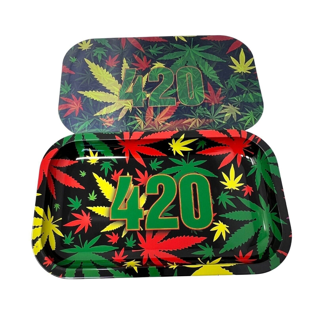 3D Rolling Tray with Magnetic Lid Cover - 420 Rolling Tray Large